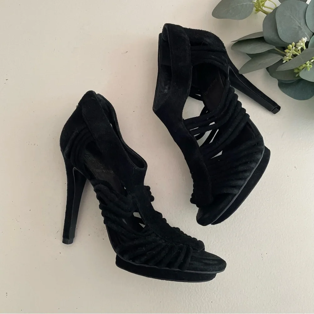 Tory Burch Sigourney Caged Suede Heels